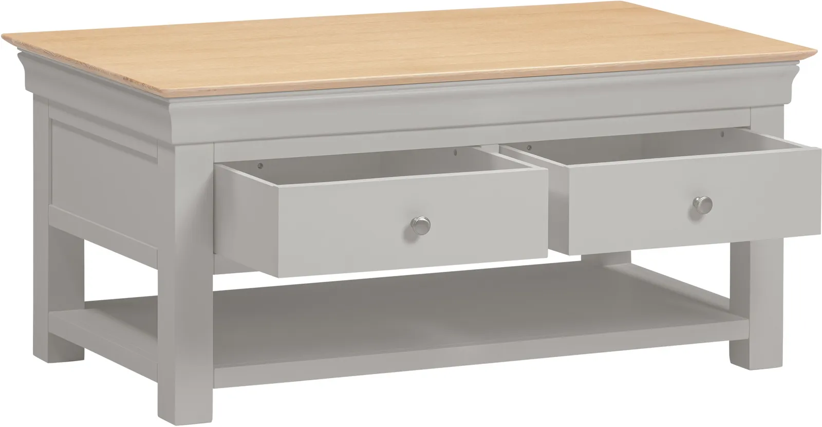 Seconique Bordeaux 2 Drawer Coffee Table (Fully Assembled) in Light Grey 5