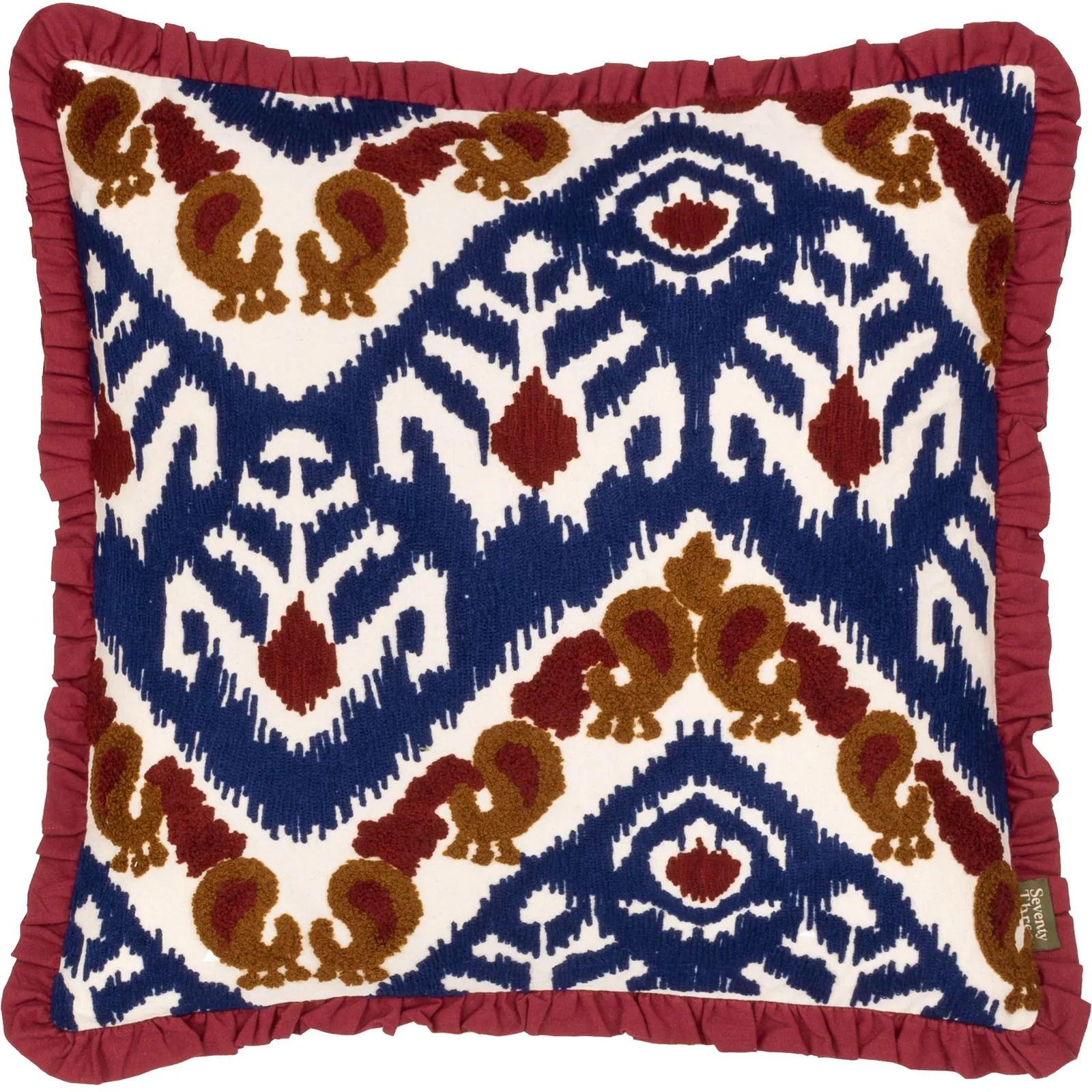 Paoletti Henderson Embroidered 100% Cotton Cushion in Red 2