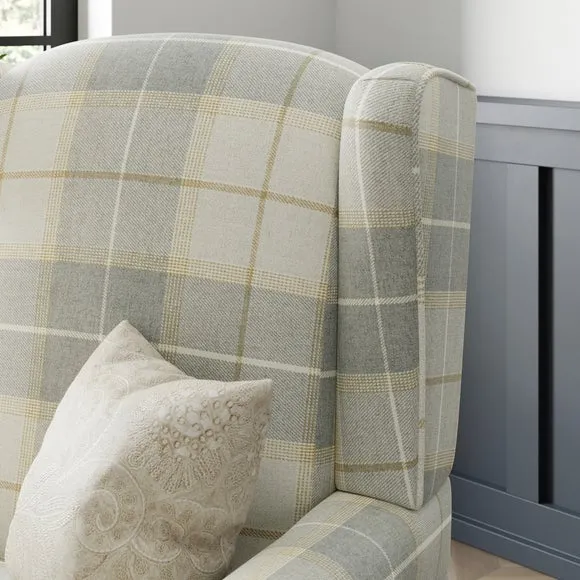Oswald Grande Check Wingback Armchair 3