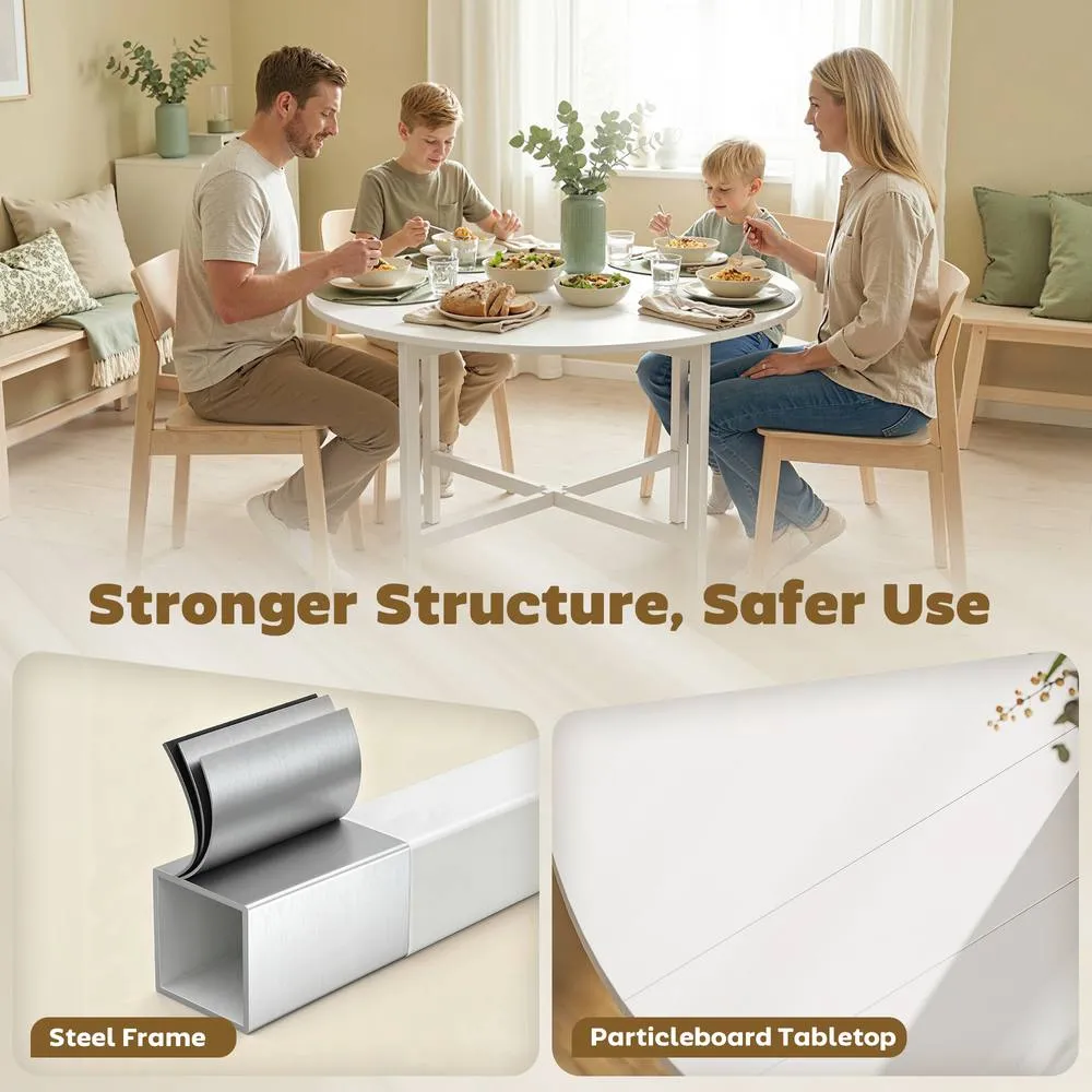 HOMCOM Folding Dining with Steel Frame for Small Spaces, White 5
