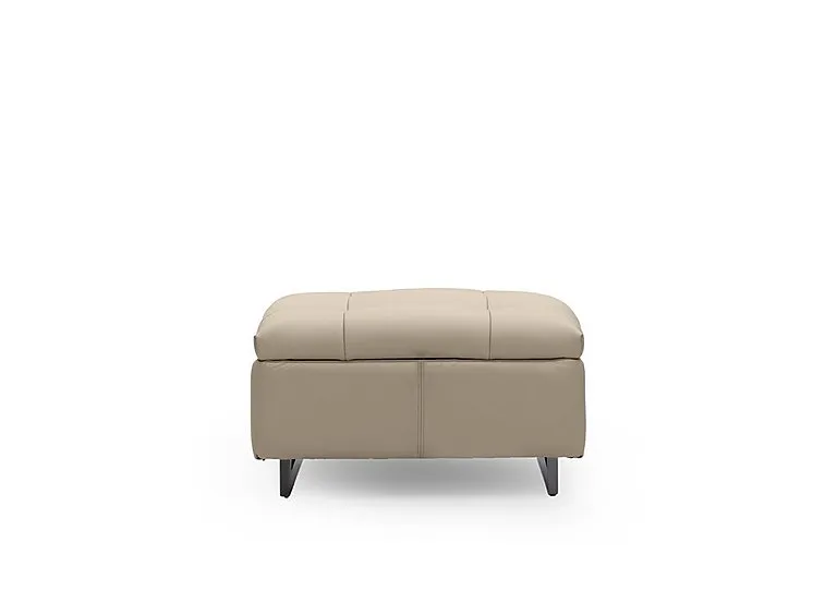 Gisella Leather Large Footstool - Oyster