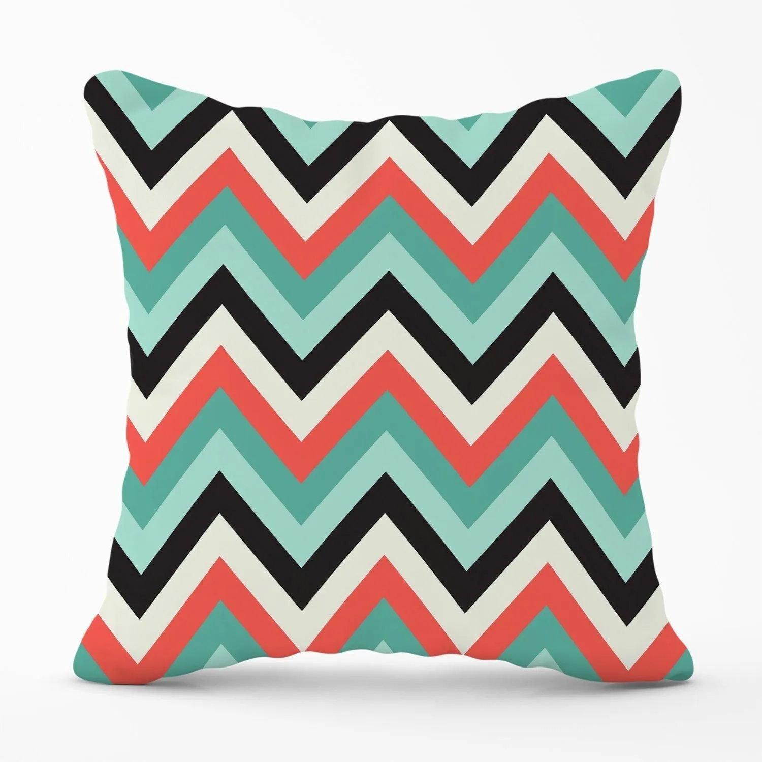 Warren Reed - Designer Geometric Colored Chevron Pattern Outdoor Cushion in Green