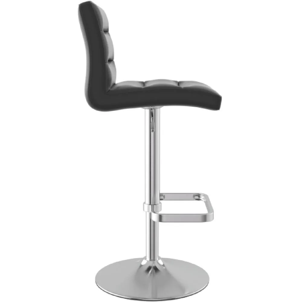 netfurniture Swank Brushed Steel Kitchen Swivel Bar Stool Black Faux Leather 4
