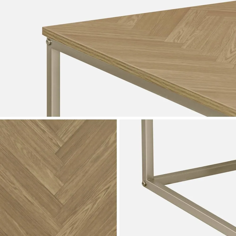 sweeek Herringbone Square Coffee Table in Light Brown 3