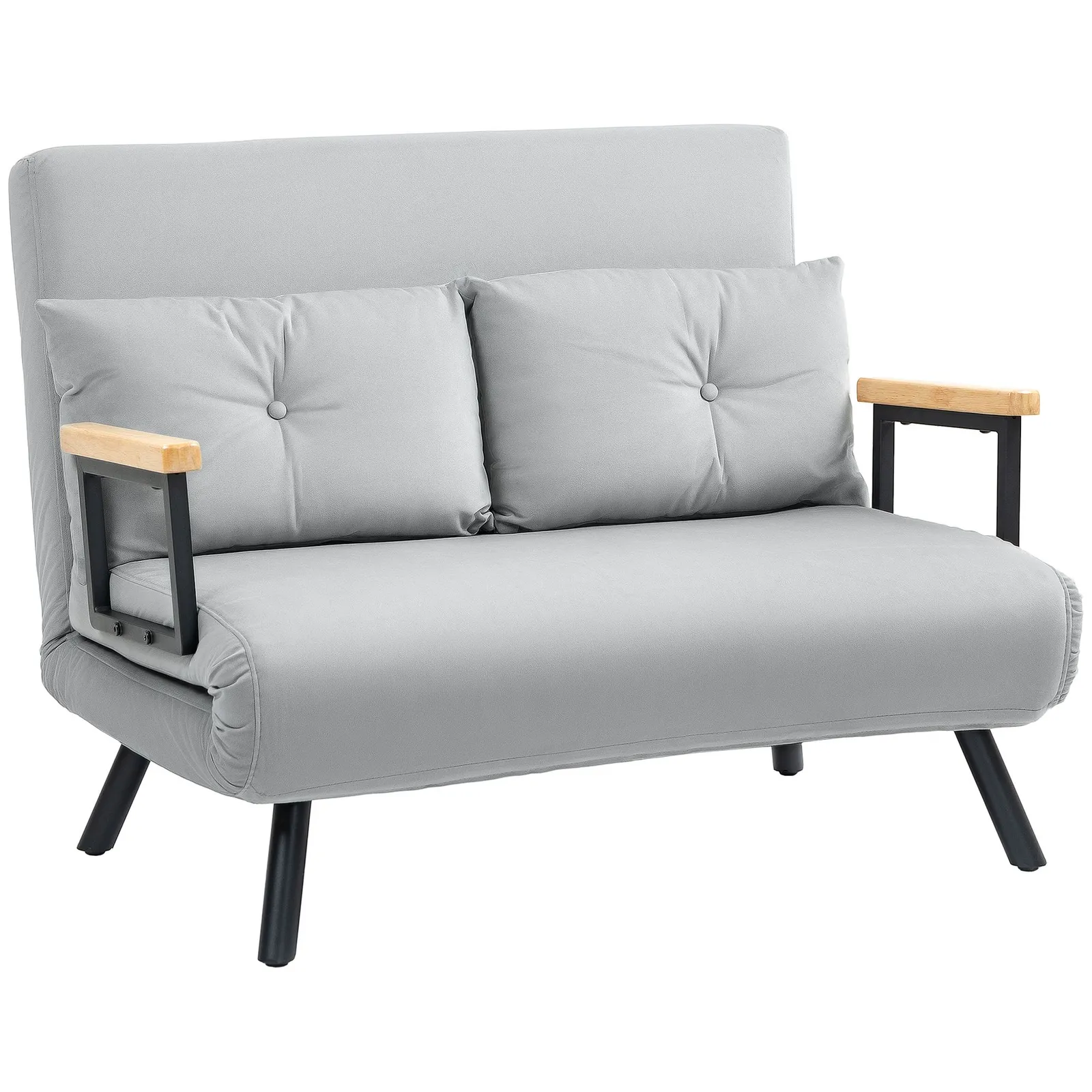 HOMCOM Click Clack 2 Seater Sofa Bed for Living Room, Guest Room in Light Grey 2