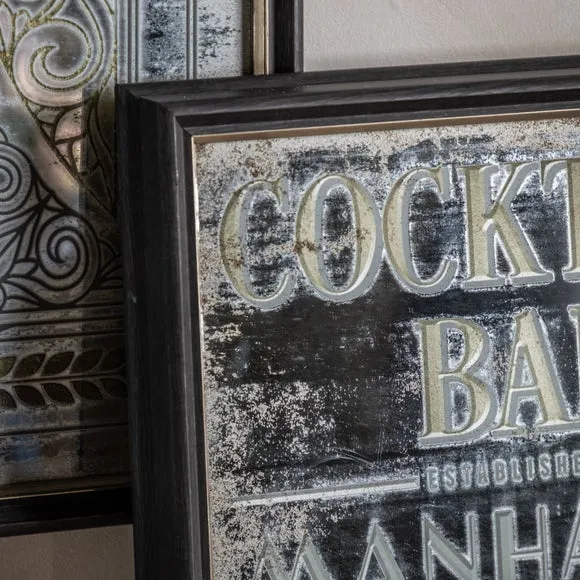 Cedar and Sage Antique Printed Cocktail Bar Wall Mirror 2