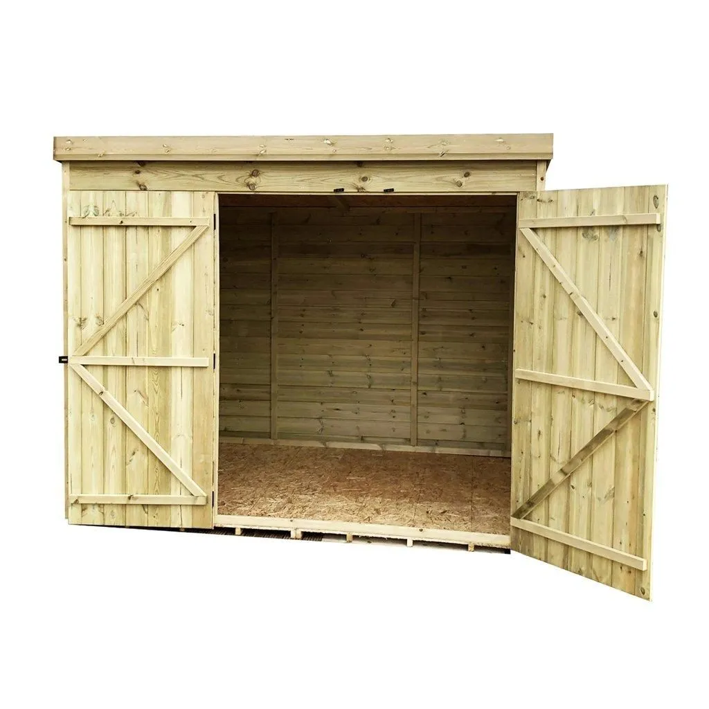 Marlborough 7 x 3 Pressure Treated Pent Garden Shed with Double Doors in Natural 6