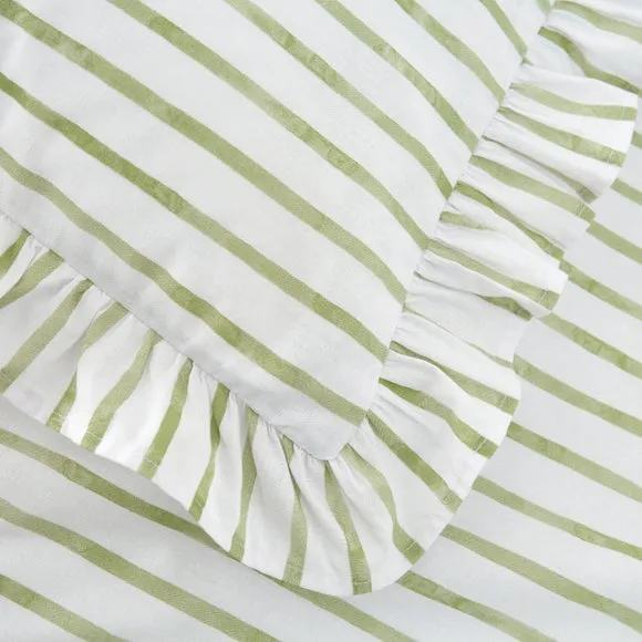 Laylah Frilled Stripe 100% Cotton Duvet Cover & Pillowcase Set 4
