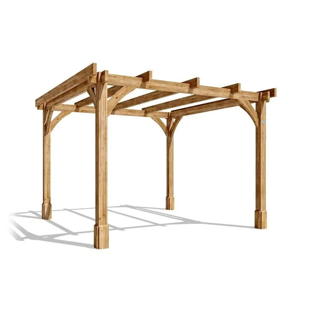 Dunster House Wooden Pergola 3x3m Pressure Treated Heavy Duty Leviathan in Brown