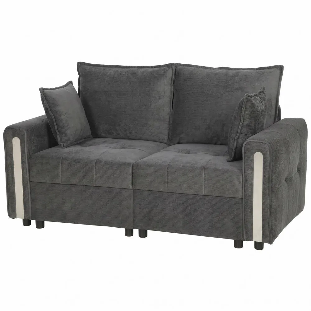 HOMCOM 2 Seater Sofa with Lift-Up Storage, 168 cm Velvet Couch, Dark Grey