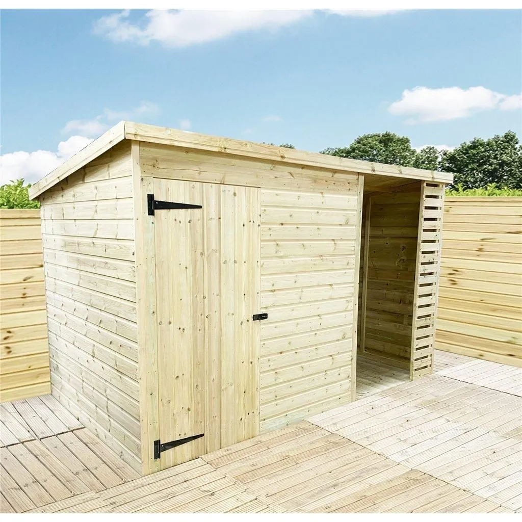 Marlborough 11 x 3 Pressure Treated Pent Shed With Storage Area in Natural 3