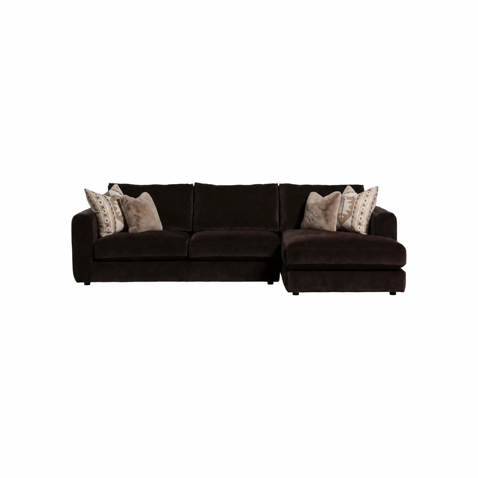 Bosham Large Chaise Corner Sofa Rhf-Witton Bournville, Brown Fabric | Barker & Stonehouse 2