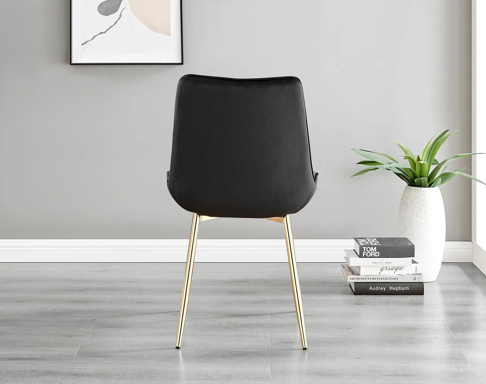 FurnitureboxUK Set of 2 Pesaro Luxury Soft Touch Diamond Pattern Velvet Dining Chairs With Gold Chrome Metal Legs in Black 6