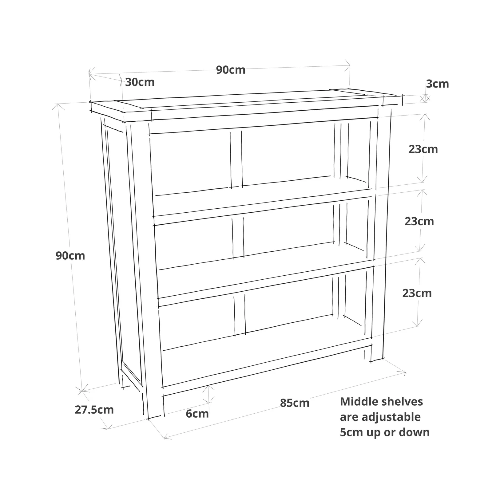 Cabinet Bits Bookcase 90x90x30cm in Light Brown 6