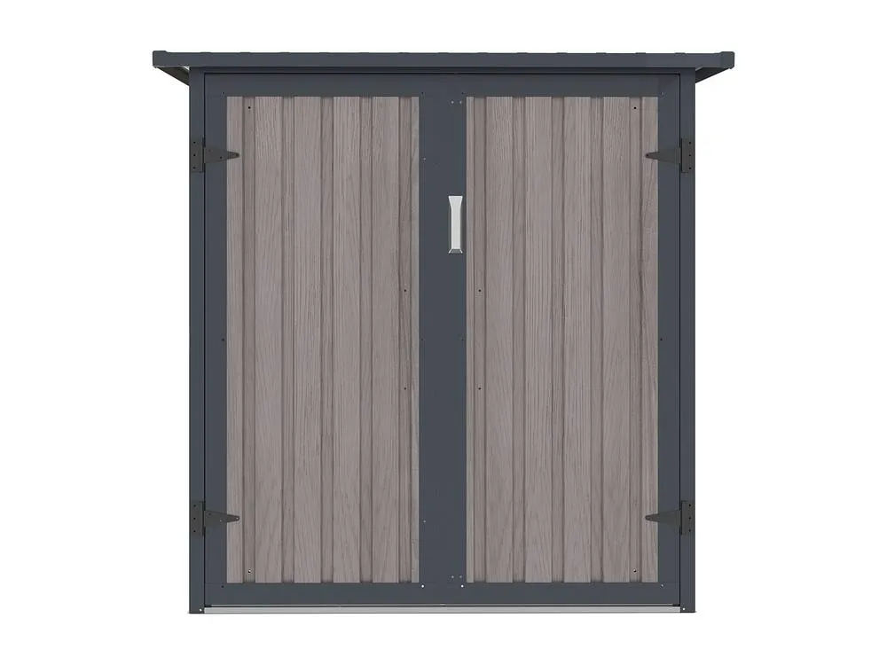 Vente-unique Galvanised Steel Bike Shed - Wood Effect - 2.8 M² - for 2 Bikes - NIKI in Grey 2