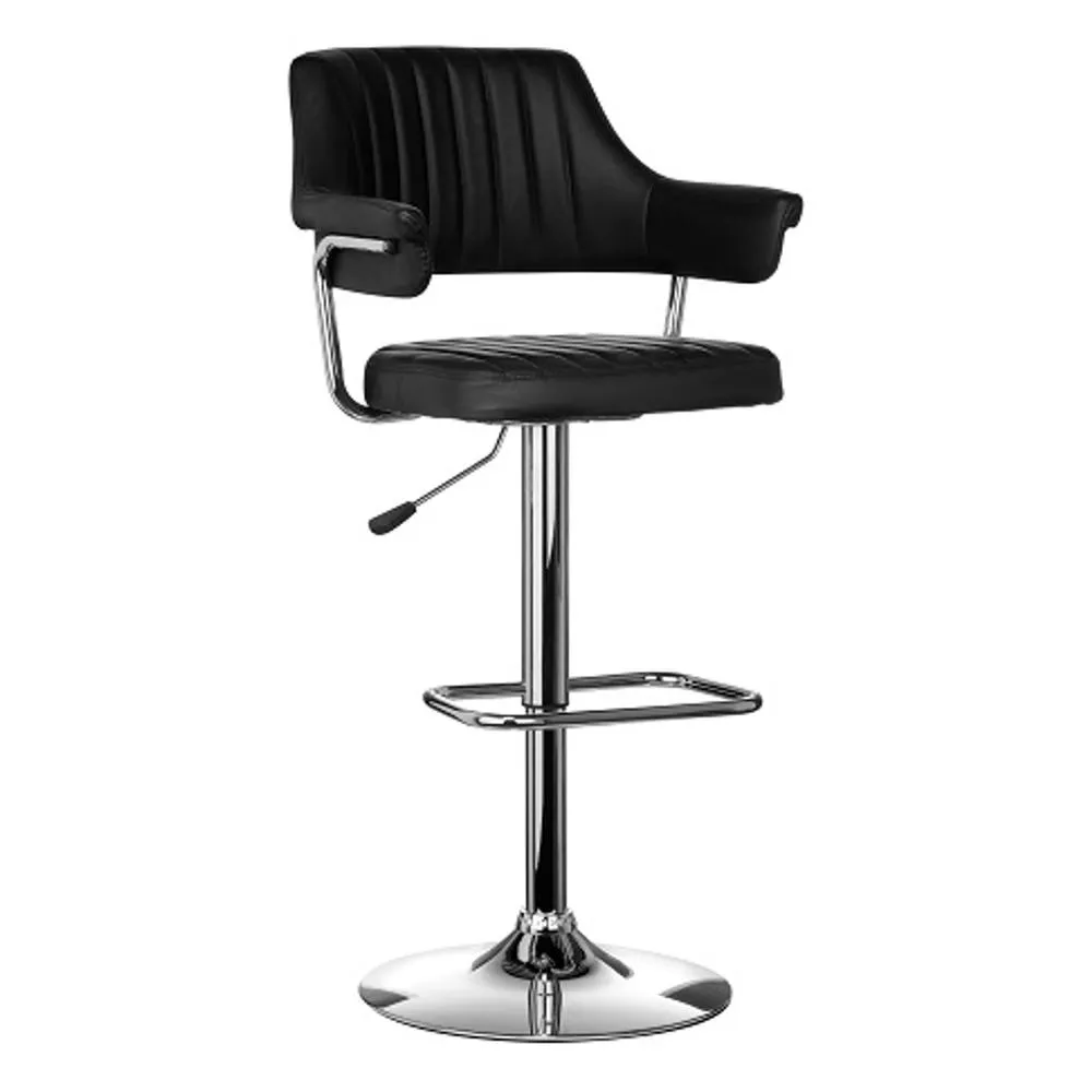 netfurniture Bernard Adjustable Black Bar Stool Chrome Base