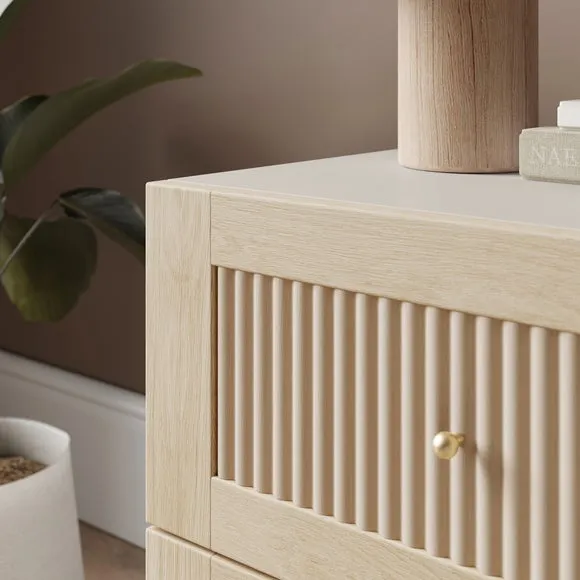 Maeva 2 Drawer Wide Bedside Table, Light Oak Effect 4