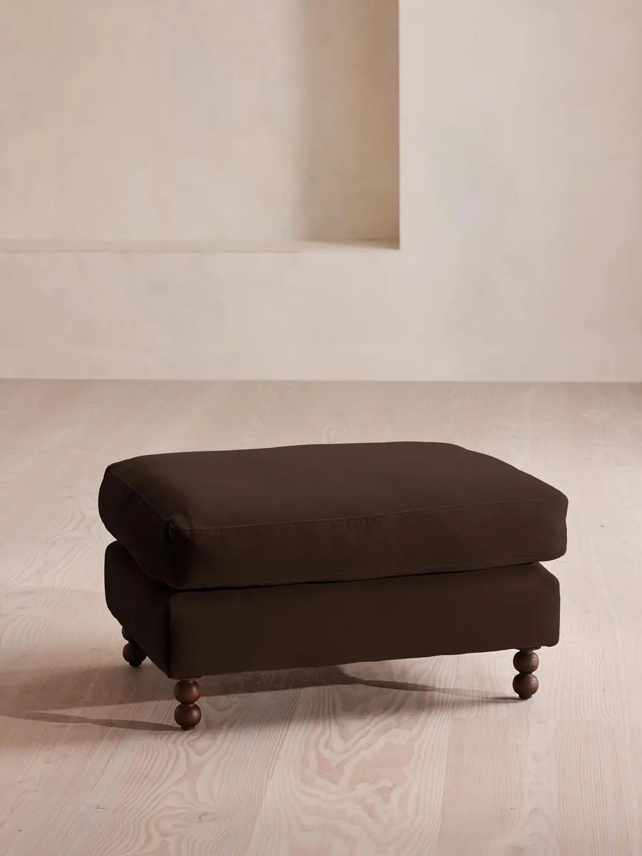 Audrey Rectangle Ottoman, Sofa, Velvet, Chocolate