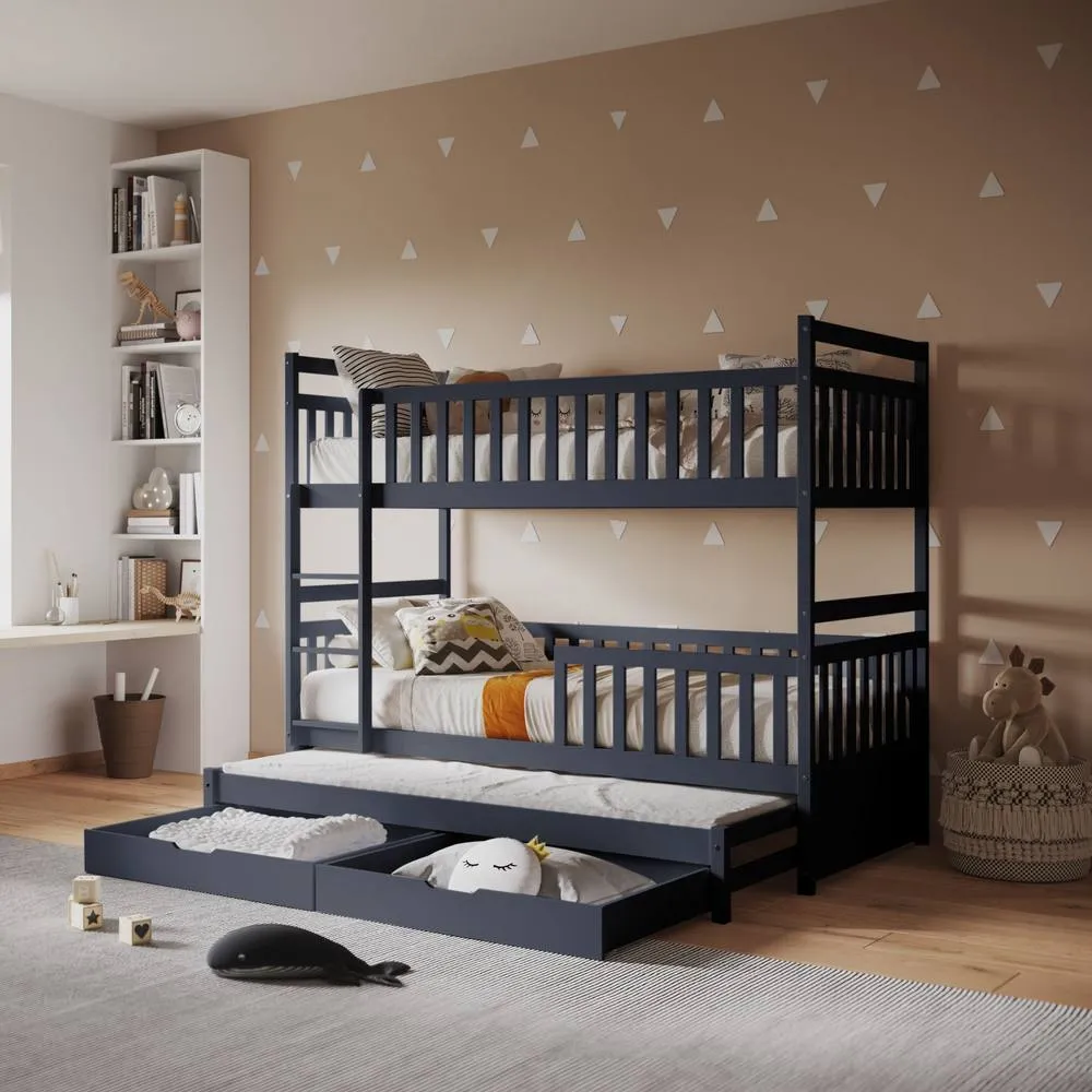 Flair Elvis Bunk Bed with Trundle & Drawers in Grey 4