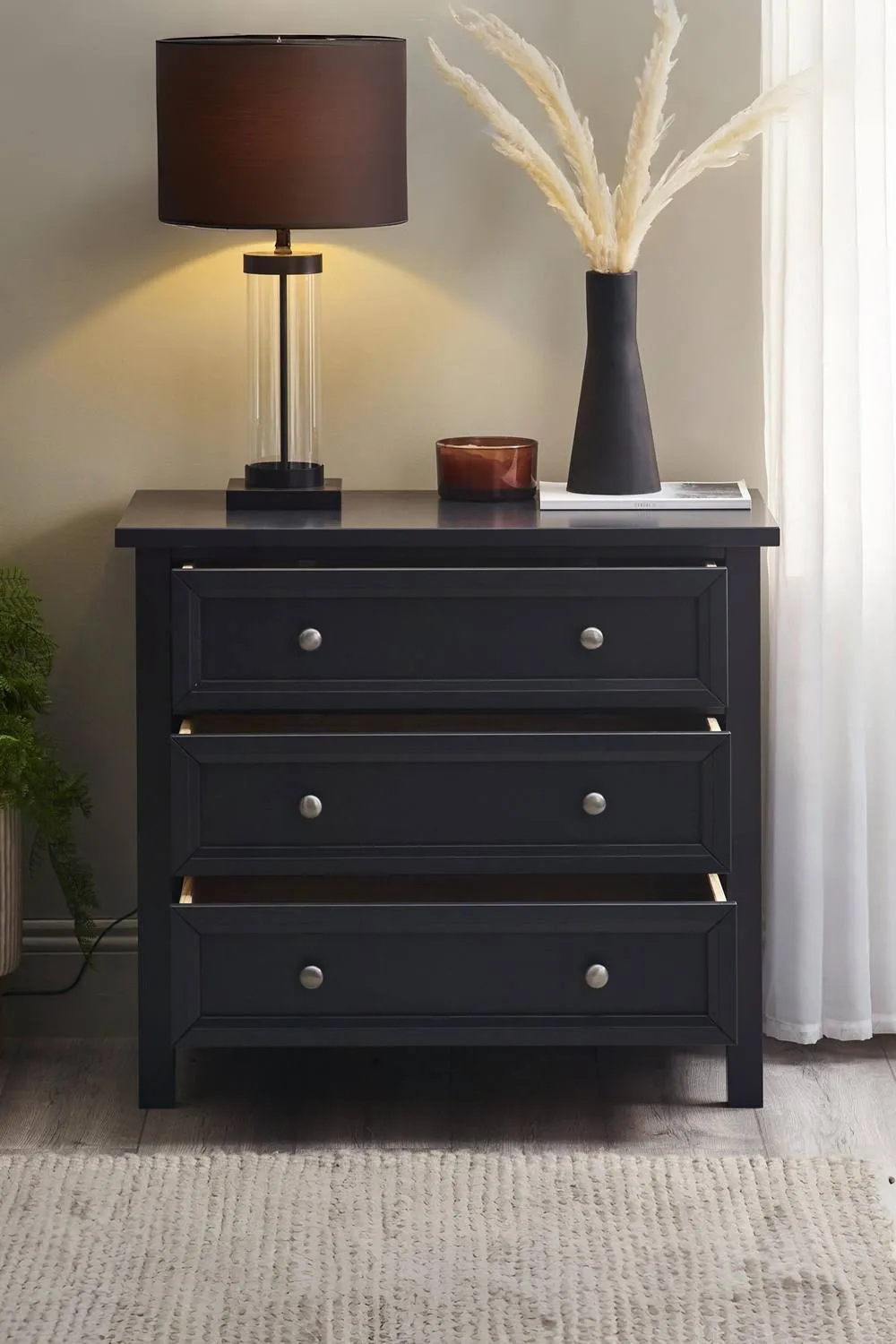 Julian Bowen Maine 3 Drawer Wide Chest in Black 2