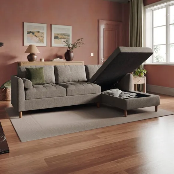 Max Multi Yarn Boucle 3 Seater Corner Storage Sofa Bed 3