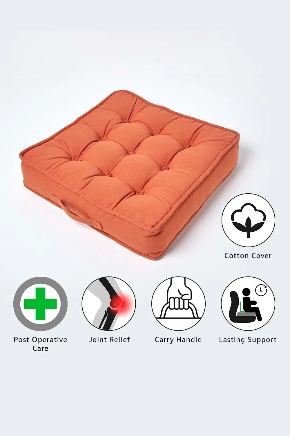 Homescapes Cotton Armchair Booster Cushion in Terracotta 2