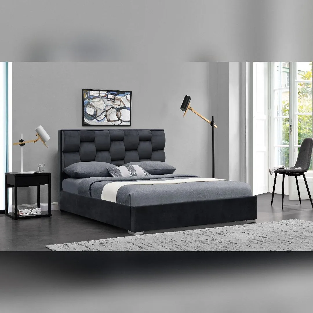 Comfy Living Ltd Plush Velvet Upholstered Bedframe in Grey