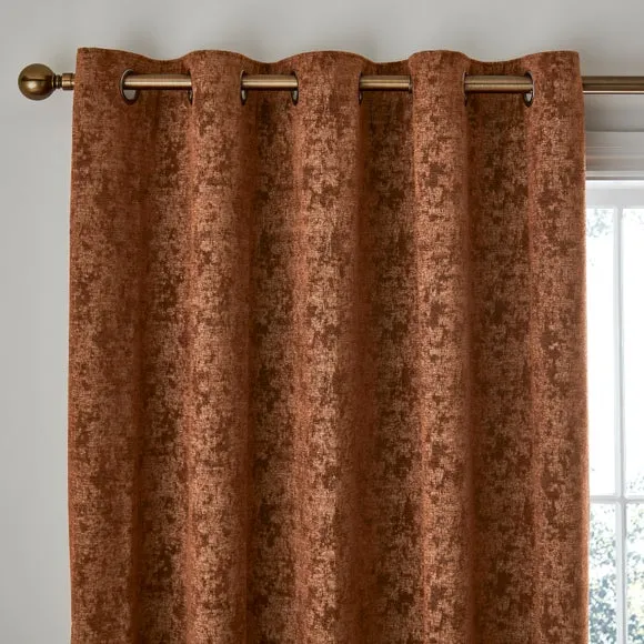 Mottled Chenille Eyelet Curtains 1