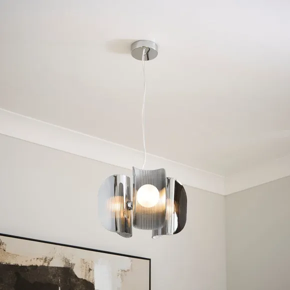 Curve Ribbed 3 Light Adjustable Pendant Light