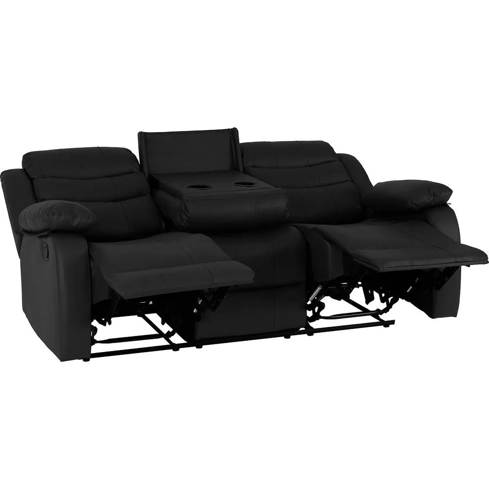 Seconique Roma 3 Seater Recliner Sofa - Black Faux Leather 3