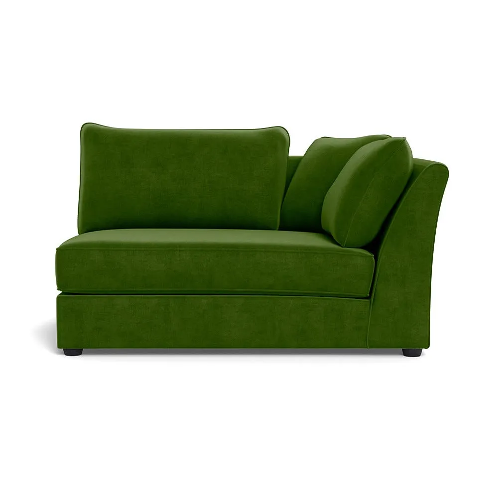 Heal's Tailor Large Curved Right Hand Facing Corner Unit Smart Luxe Velvet Grass Black Feet