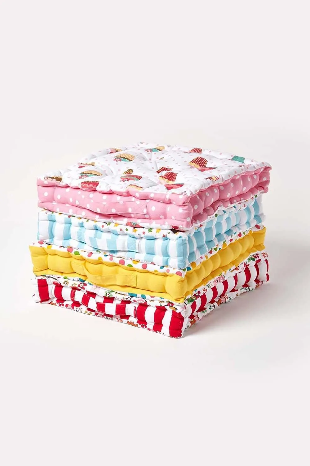 Homescapes Cotton Multi Coloured Polka Dot Floor Cushion 6