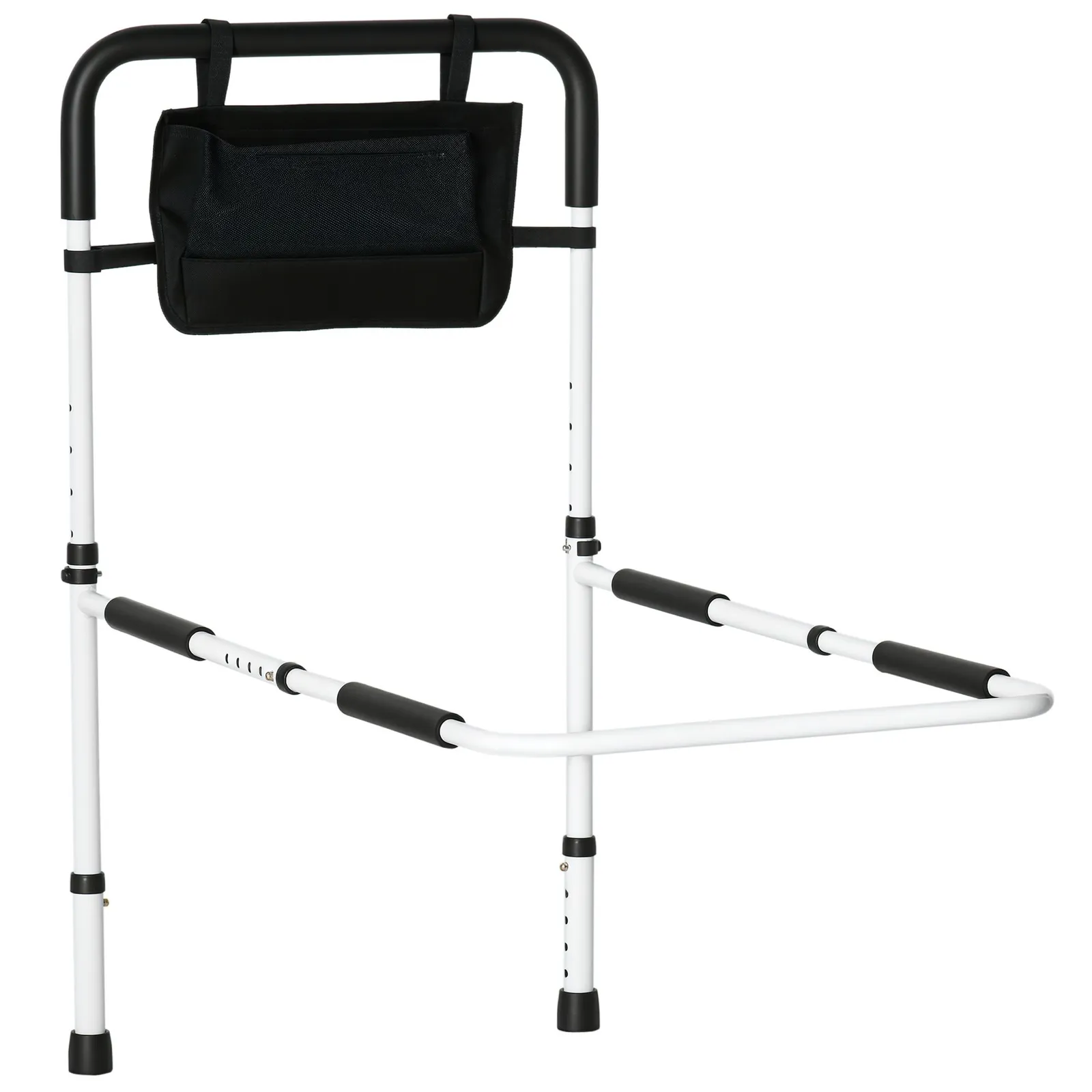 HOMCOM Safety Bed Rail Adjustable Bed Assist Rail with Pocket in White 2
