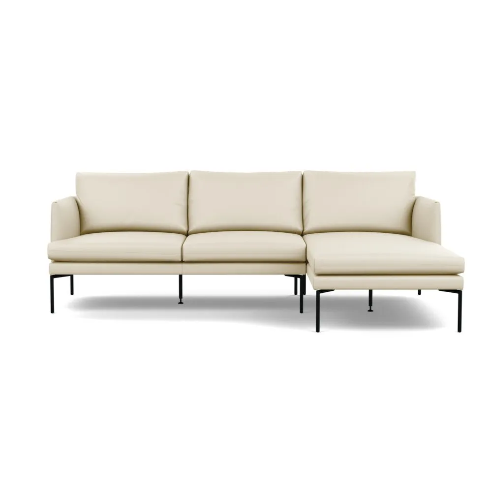 Heal's Matera Right Hand Facing Chaise Sofa Leather Grain Storm 006 Black Feet 1