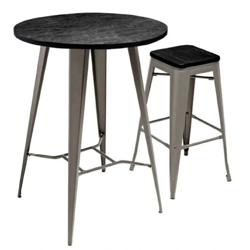 netfurniture Soho Grey Darkwood Round Bar Table 2