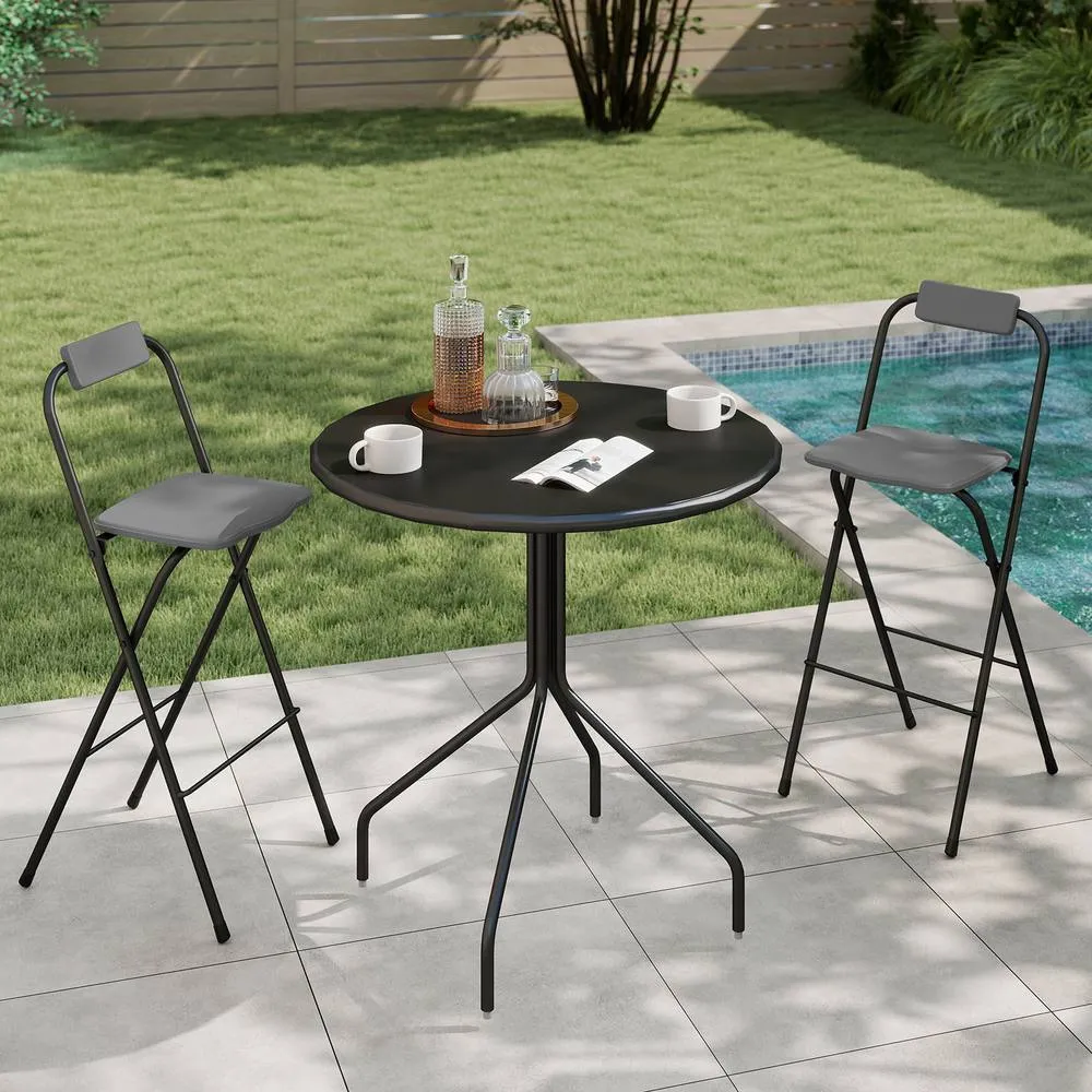 Costway Outdoor Folding Barstools Set of 2 Bar Height Patio Chairs 2