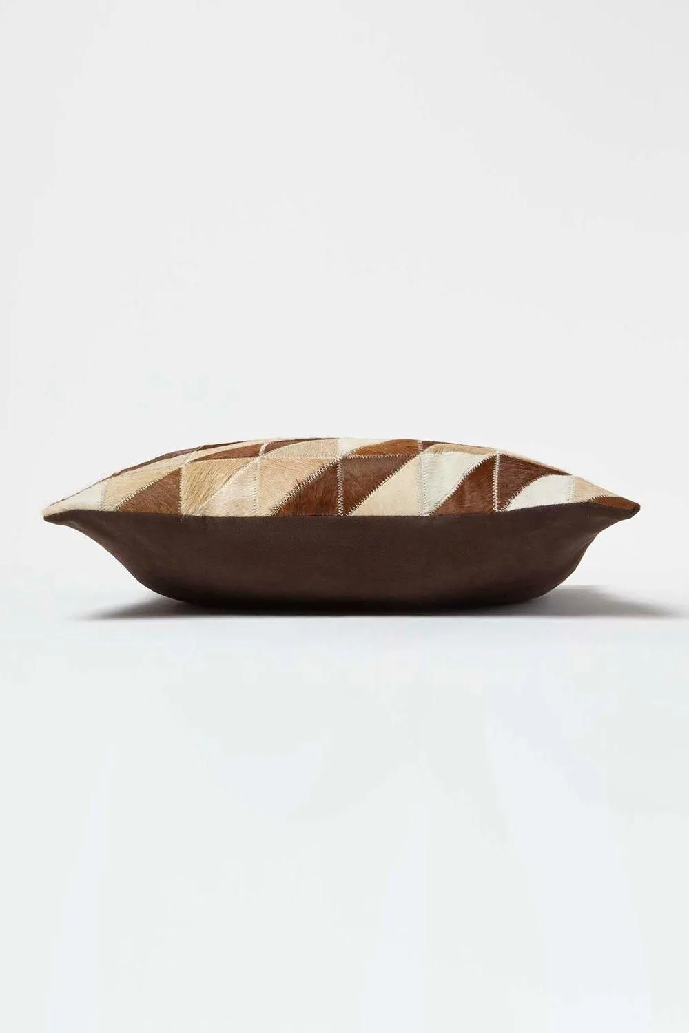 Homescapes Diamond Check Leather Cushion 45 x 45 cm in Brown 4