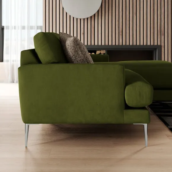 Lawson Matte Plush Velvet Corner Chaise Sofa 2