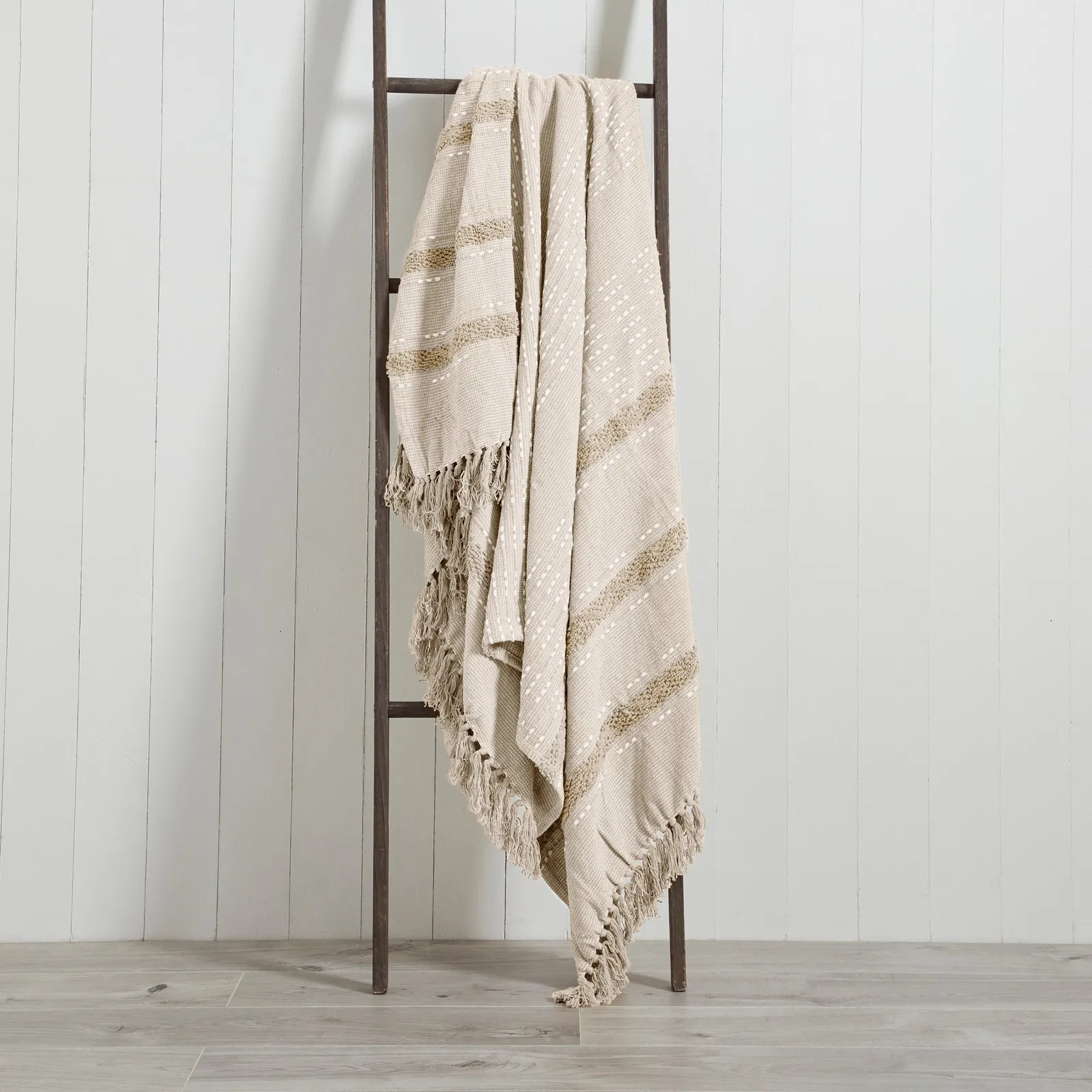 Sundown 130cm x 180cm Throw Beige and White