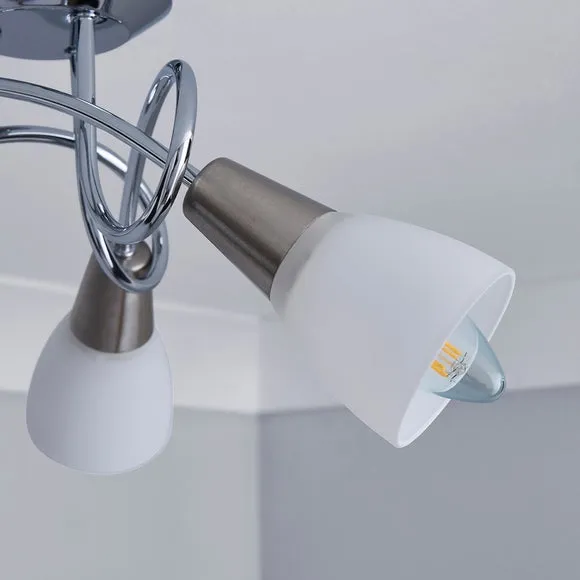 Smithson 3-Light Chrome Semi Flush Ceiling Light 3
