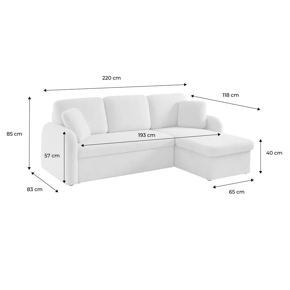 sweeek 3-seater Reversible Corner Sofa Bed In Boucle Fabric in Cream 5