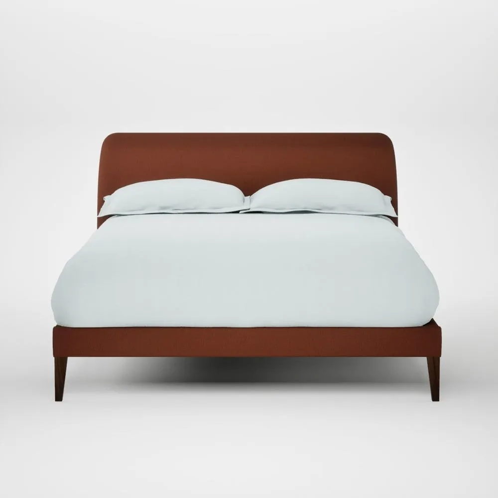 Heal's Wallis Bed Double Smart Cotton Linen Rust Walnut Stained Feet 1