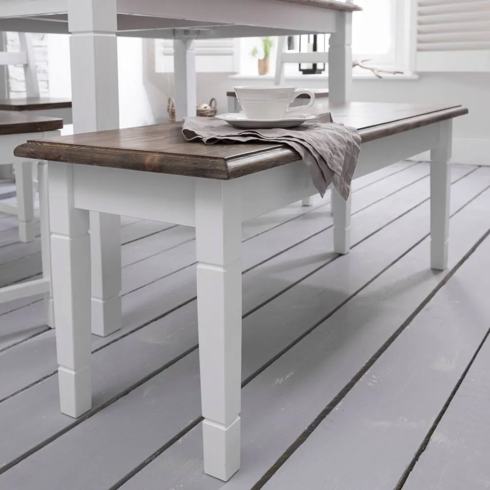 Nöa and Nani Canterbury Bench Medium in White & Dark Pine