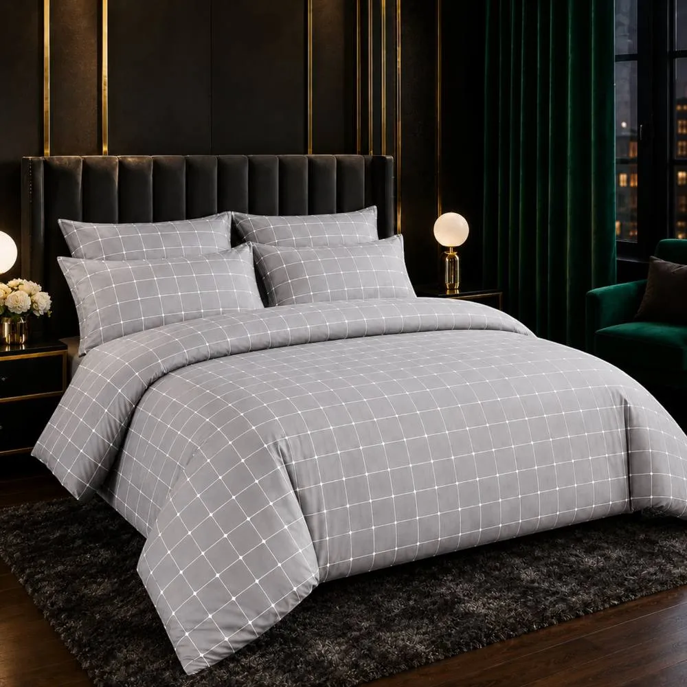Grace Double Brushed Double Duvet Cover Supersoft with Zipper Closure in Grey