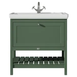 Bayswater Hartleigh Hunter Green Traditional Freestanding Vanity Unit & 1 Tap Hole Traditional Recessed Basin - 800mm