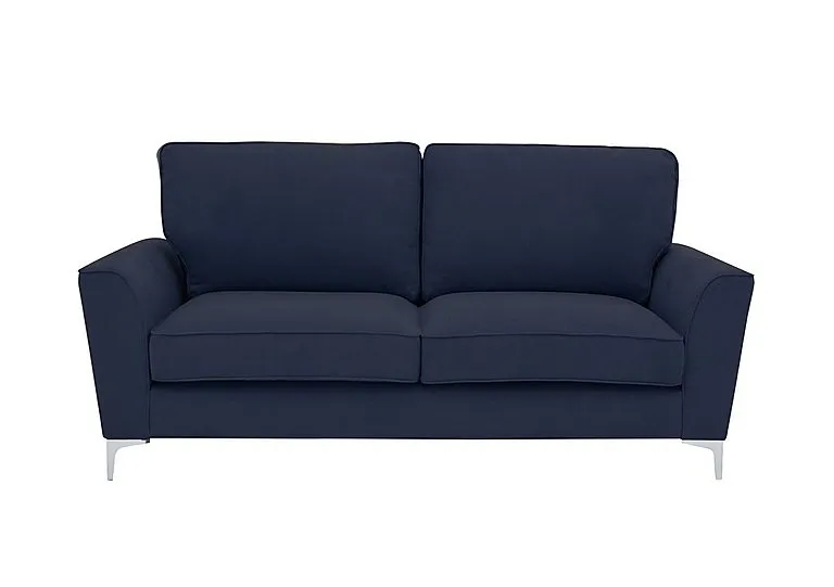 Legend 3 Seater Classic Back Fabric Sofa with Chrome Feet - Cosmo Navy