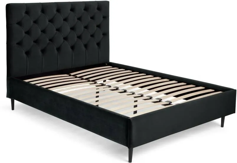 Skye King Size Bed, Midnight Grey Velvet