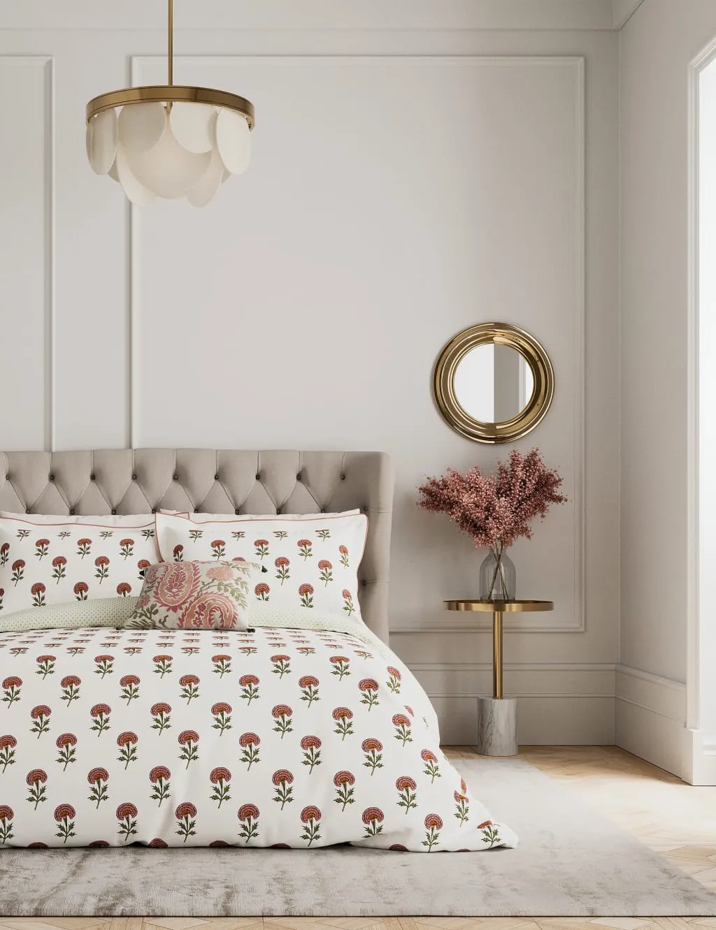 V&A Pure Cotton Regal Marigold Bedding Set Dusky Rose