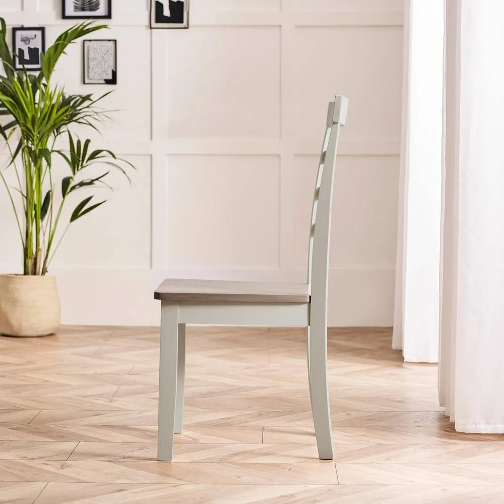 FurnitureboxUK 2x Whitby Whitewashed & Grey Solid Wood Dining Chairs in White 4