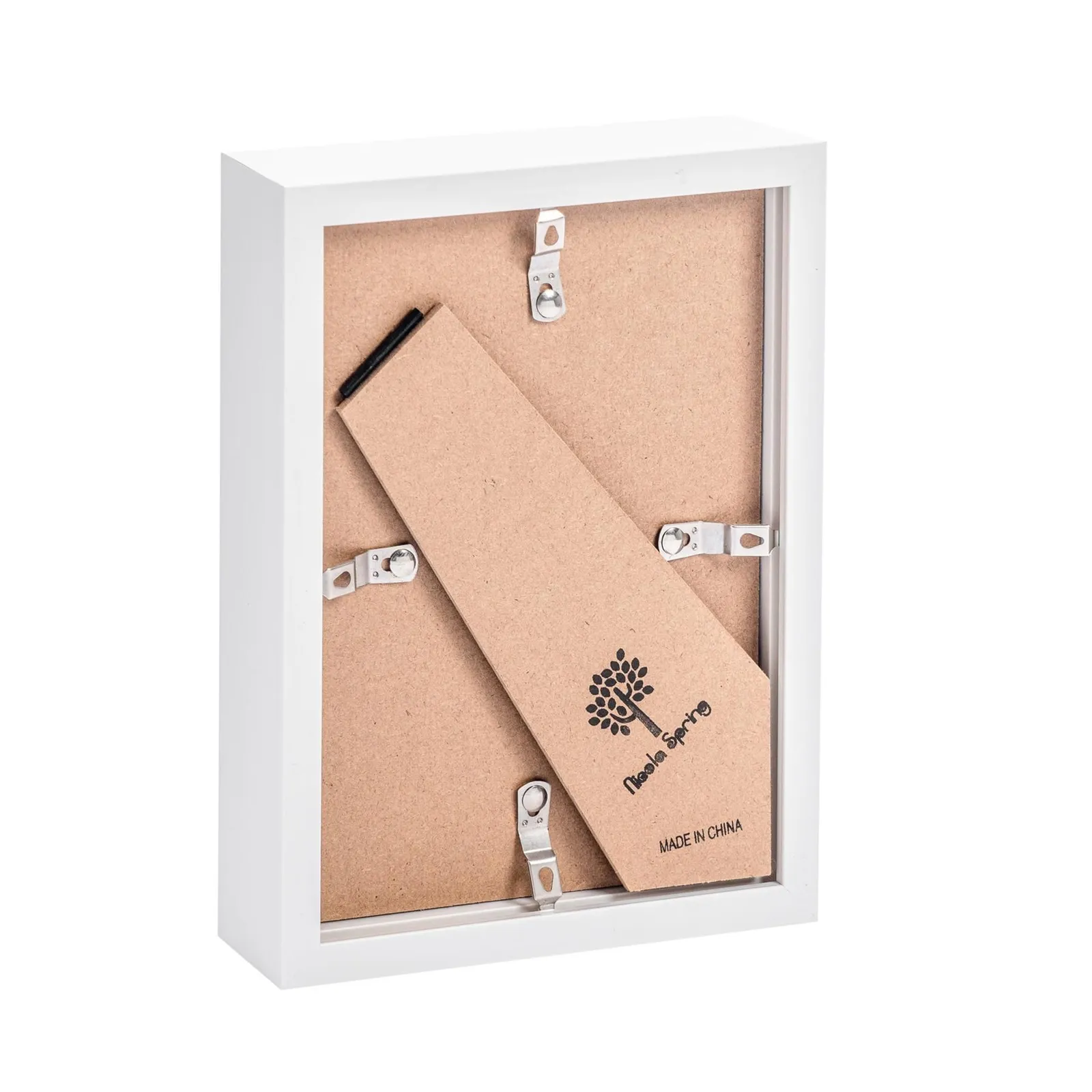 Nicola Spring 5" x 7" White 3D Box Photo Frame - 4" x 6" Mount in Ivory 5
